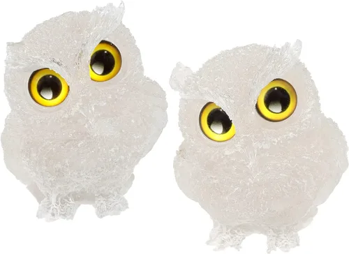 Vista 17 de TUMBEELLUWA Juego de 2 mini adornos de figura de búho de cristal de amatista, estatuas decorativas de búho de resina para mesa de oficina en casa
