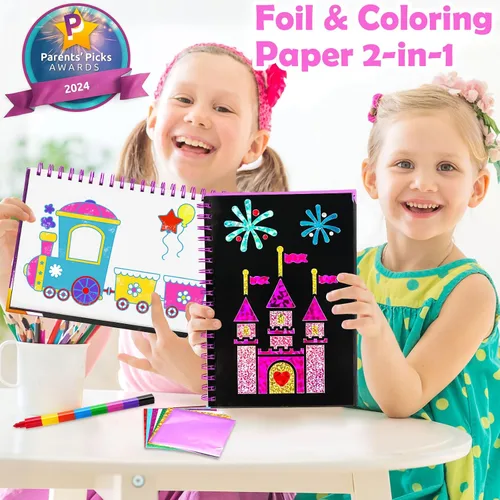 Vista 2 de FUNNYB&G Arte en papel de aluminio para niños - Manualidades de Navidad, regalos de fiesta, rellenos de calcetines para niños, suministros de arte