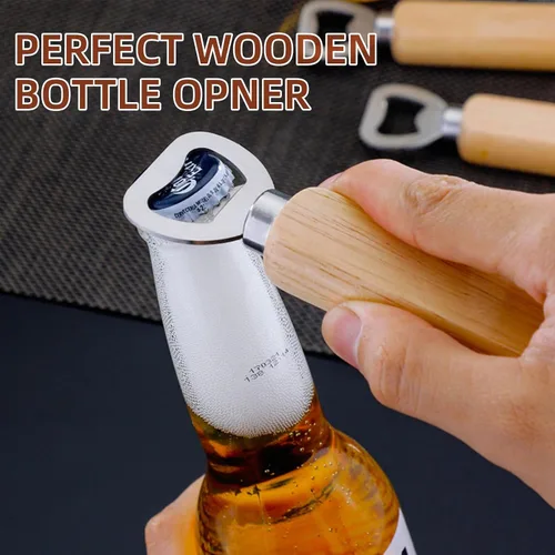 Vista 4 de Abrebotellas de madera, 50 unidades de abrebotellas de madera a granel, abridor de botellas grabable para bricolaje, para regalo, boda, fiesta