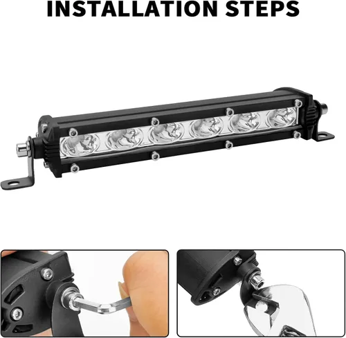 Vista 6 de Barra de luz LED verde de una sola fila de 7 pulgadas, 18 W, luces antiniebla, luces antiniebla de conducción de trabajo, 12 V, 24 V, ultrafina