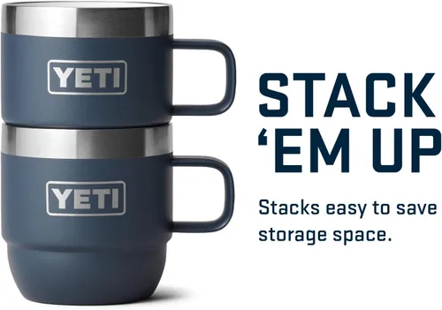 Vista 6 de YETI Rambler - Taza apilable de 6 oz, de acero inoxidable, aislada al vacío para espresso/café, paquete de 2 Azul marino