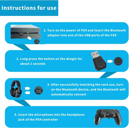 Vista 7 de RALAN Adaptador Dongle Bluetooth para PS4, Mini Micrófono Inalámbrico USB 4.0 Receptor Adaptador de Audio Compatible con PS4 PlayStation Soporte