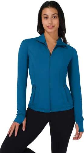 Vista 30 de 90 Degree By Reflex Chaqueta ligera atlética con cremallera completa, ajuste delgado, para correr, con aberturas para los pulgares Negro