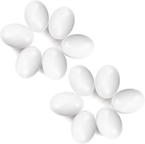 Vista 10 de YunKo Huevos de Pascua de madera, 6 piezas de huevos falsos para gallinero, huevos de Pascua para manualidades, huevos de nido marrón para poner