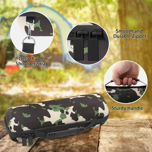 Vista 5 de co2CREA Funda de viaje rígida de repuesto para JBL Flip 7 Flip 6 FLIP 5 Altavoz Bluetooth portátil impermeable (funda de camuflaje negro)