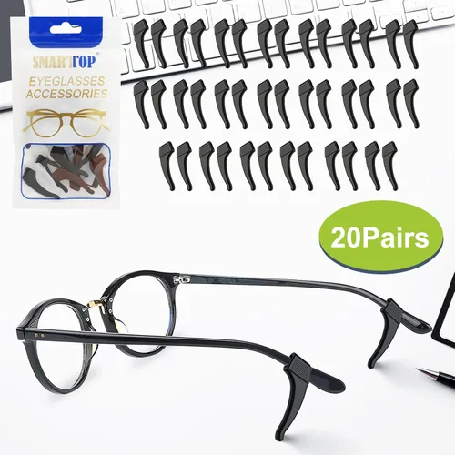Vista 5 de SMARTTOP 20 pares de agarres antideslizantes para orejas de gafas, ganchos cómodos de silicona elástica, puntas de patillas de gafas, retenedor