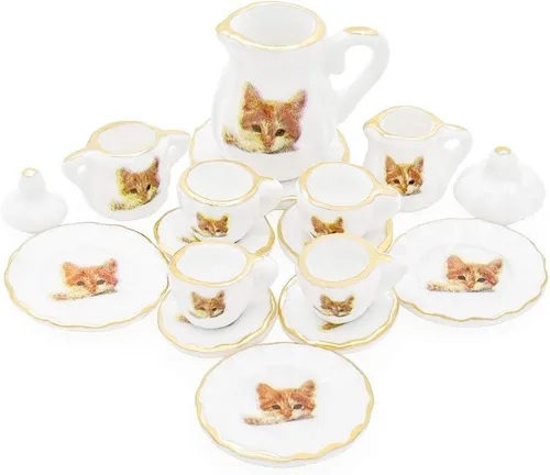 Vista 19 de Odoria 1:12 Miniatura 15pcs porcelana azul Chintz taza de té Set (azul)