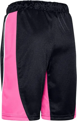 Vista 2 de Under Armour Pantalones cortos de baloncesto para niñas (niños grandes), negrorosa Surgeblanco, XL (18-20 niños grandes), NegroRosa