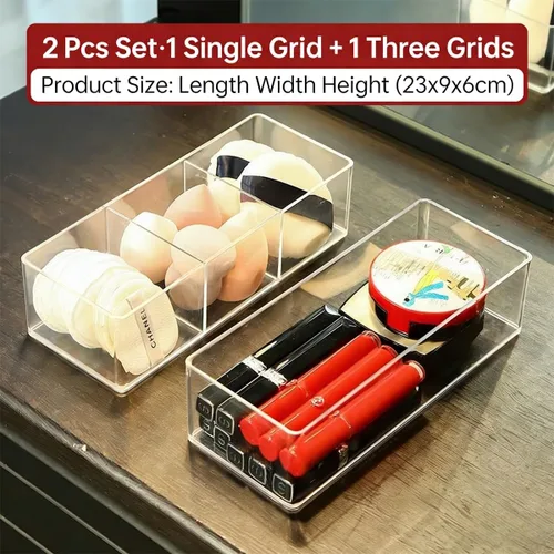 Vista 4 de WECHENG Organizador de maquillaje acrílico: organizador de baño para encimera, organizador de cosméticos apilable para tocador, escritorio, cocina