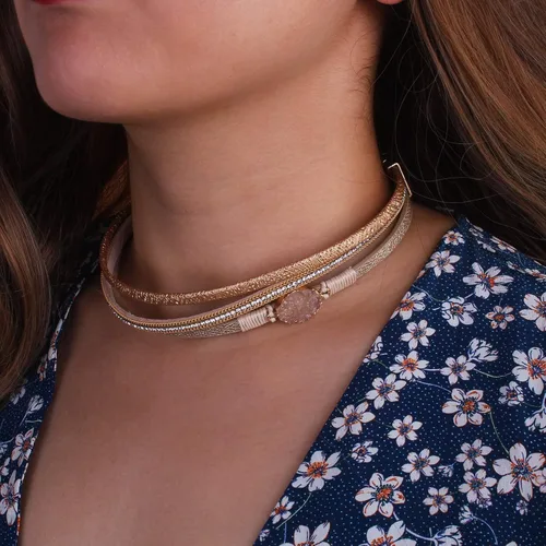 Vista 2 de FANCY SHINY Pulseras de cuero boho de doble envoltura, pulseras apilables de cuentas de cristal con cierre magnético, regalos de joyería para mujeres