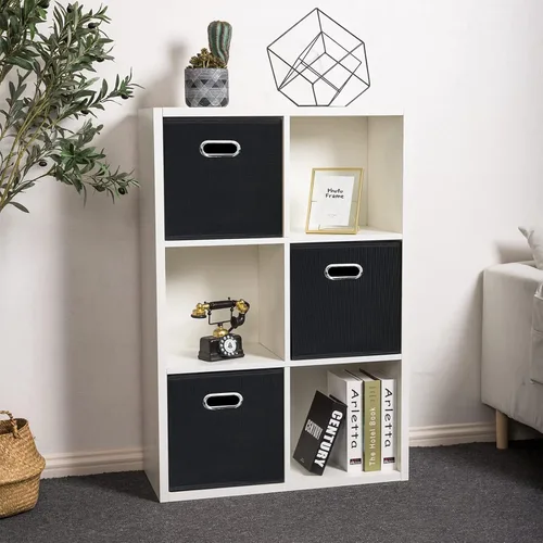Vista 3 de STOREONE Contenedores organizadores de 13 pulgadas, cubo de almacenamiento de tela negra, cesta de almacenamiento plegable con asas dobles y cajas