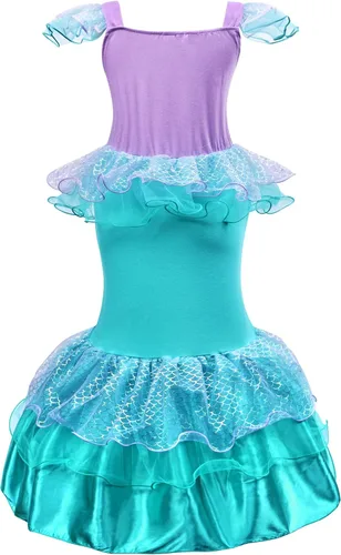 Vista 7 de Vestido de sirena para niñas, disfraz de sirena con accesorios para niñas de 2 a 9 años