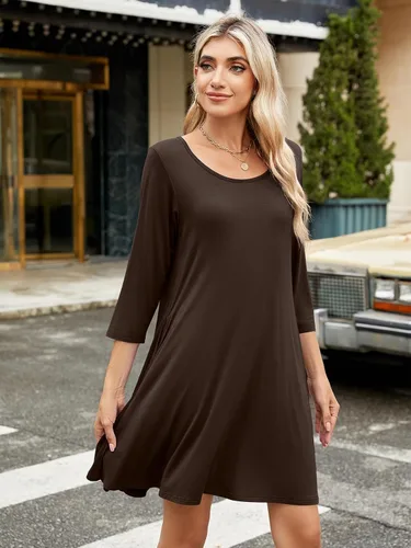 Vista 5 de BELAROI Vestido informal acampanado suelto de manga 34 para mujer