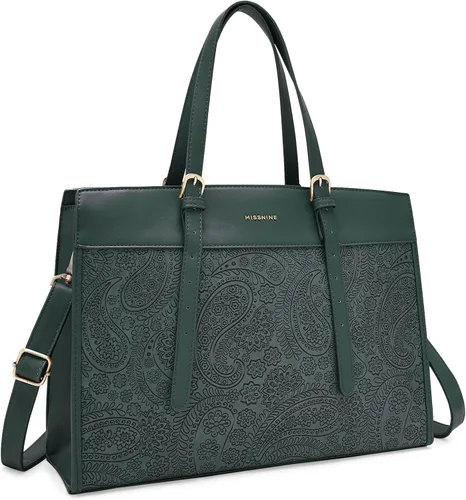 Vista 8 de Missnine Bolsa Tote para Laptop para Mujeres 15.6 Pulgadas, Bolsas de Trabajo de Cuero, Cartera de Computadora para Maestras, Maletín, Bolso de Mano