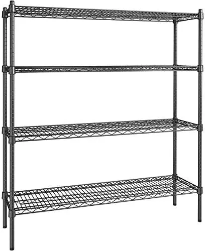 Vista 261 de Kit de 4 estantes de epoxi verde NSF de 21 x 72 pulgadas con postes de 86 pulgadas, estantería de almacenamiento resistente, kit de estantería