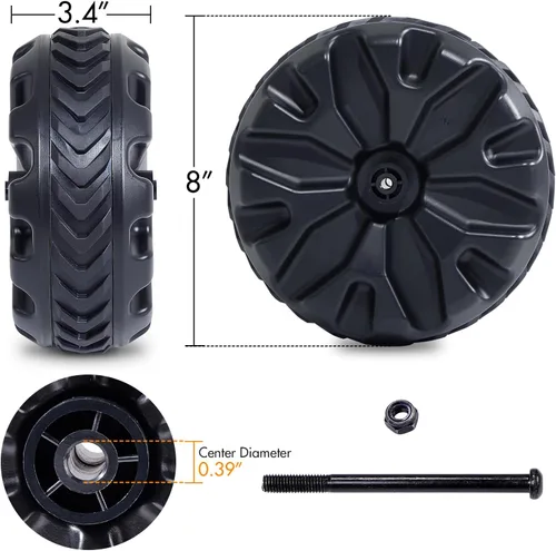 Vista 4 de PORTAL Wagon Wheels Replacement 8" Diameter X 3.4" Wide for Utility Wagon Cart