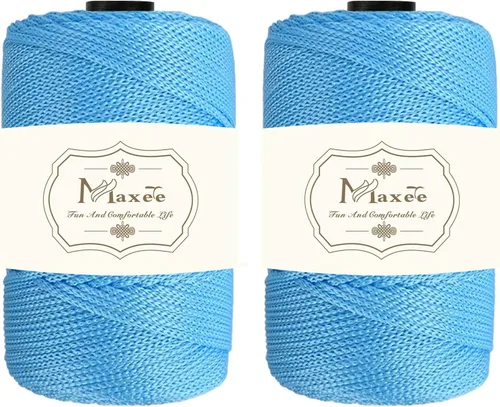 Vista 18 de Cordón de macramé de poliéster de alta calidad de 0.118 in × 218 yardas, 0.118 in, 100% polipropileno, ideal para ganchillo, ganchos de pared