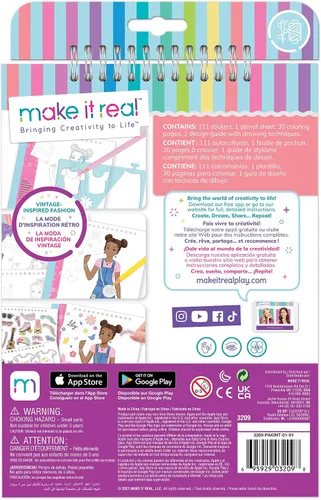 Vista 2 de Make It Real - Cuaderno de bocetos de diseño de moda: Blooming Vibes - Kit de diseño de moda para niños - Libro para colorear para niñas de 6 a 14