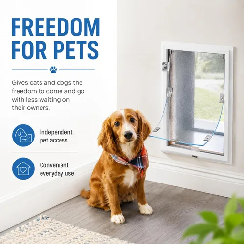 Vista 2 de Hale Pet Door Modelo de pared Puertas para gatos y perros Túnel ajustable que se adapta a paredes de hasta 10 pulgadas de ancho Solapas