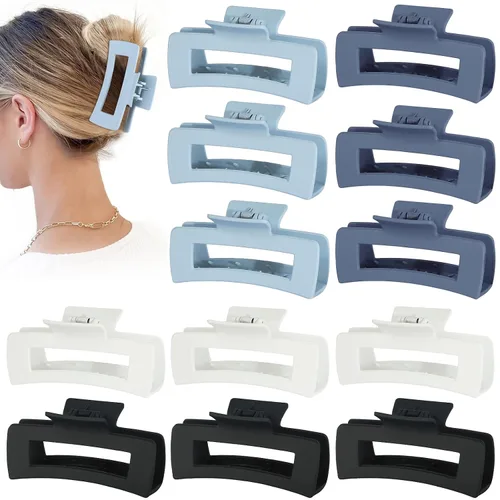 Vista 14 de Sisiaipu Accesorios para el cabello grandes de 4.1 pulgadas, 12 pinzas cuadradas grandes para cabello grueso, clips a granel jumbo para mujeres