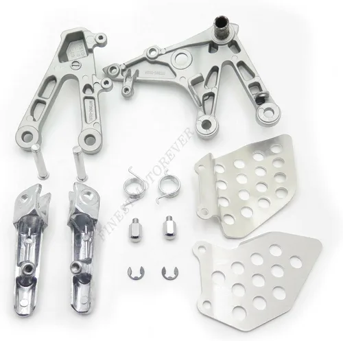Vista 3 de Soporte de clavijas de pie delantero plateado compatible con Cbr600Rr Rr 2007-2014 [P/N: MT390-018-POLISH]