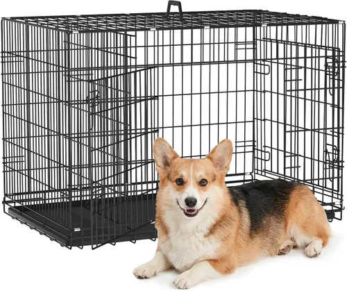 Vista 18 de Jaula negra para perros de 24 pulgadas, grande, XXL, plegable para perros grandes, jaulas de alambre de metal, jaula de segregación de animales