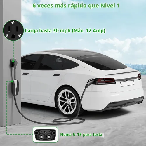 Vista 7 de Adaptador para Tesla NEMA 5-15, adaptador de carga rápida Neme-5-15 de 12 amperios máximo para Tesla Model S 3 X Y para cargar en secadora de 4