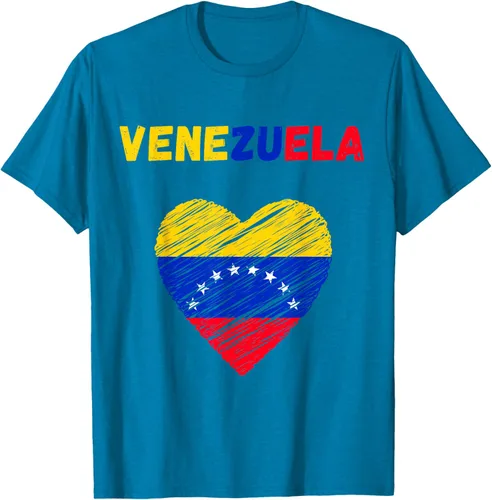 Vista 10 de Camiseta con la bandera venezolana con corazón de Venezuela, Negro