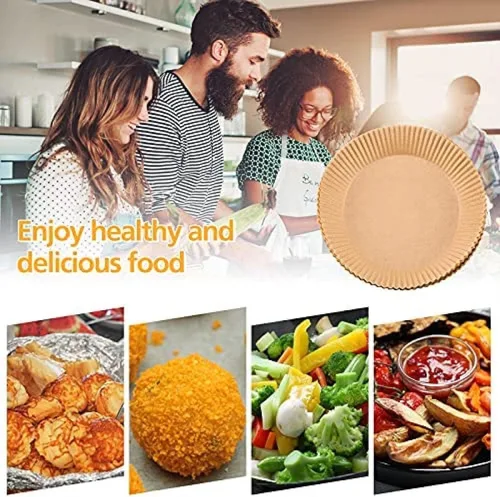 Vista 6 de 200 PCS Air Fryer Parchment Paper Liners Non-Stick Disposable Basket Unperforated Round for Baking Roasting Microwave (6.3 Inches, Natural) Natural