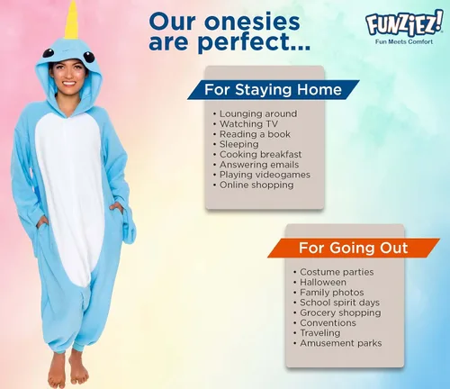 Vista 5 de FUNZIEZ - Disfraz de Halloween para adultos de animales y criaturas marinas mameluco de felpa para adultos mujeres y hombres