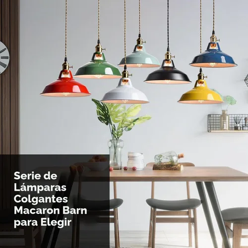 Vista 7 de CLAXY Luces Colgantes Industriales Blancas de Metal Estilo Granero con Interruptor E26, Lámpara de Techo Colgante para Cocina, Loft, Bar, Vestíbulo