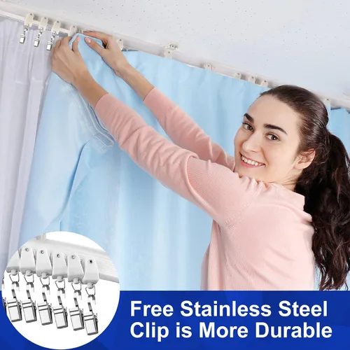 Vista 6 de Riel de cortina de techo flexible y flexible, riel de techo curvado para cortinas, divisor de habitación, sistema de riel de techo (6.6 ft)