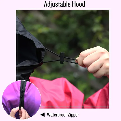 Vista 3 de SaphiRose Unisex Rain Poncho Raincoat Hooded for Adults Women with Pockets