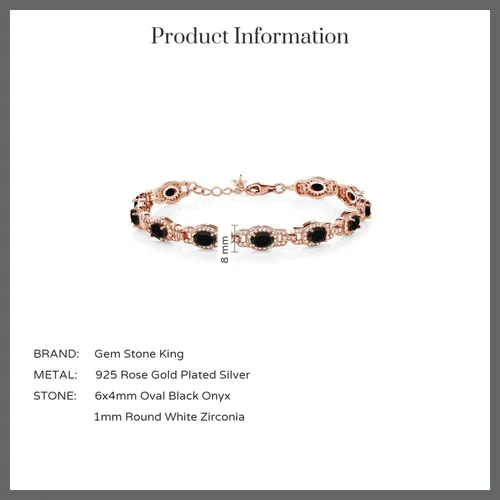 Vista 59 de Gem Stone King 18K Rose Gold Plated Silver Oval Gemstone Birthstone Tennis Bracelet For Women Oval 6X4MM 7 Inch With 1 Inch Extender Fine