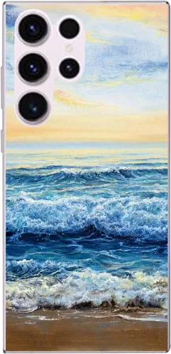 Vista 3 de Blingy's Funda para Samsung Galaxy S23 Ultra, divertido diseño escénico de playa, pintura del océano, arte de naturaleza, paisaje, funda protectora