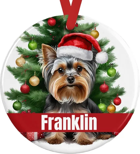 Vista 28 de Personalized Fawn Pug Ceramic Christmas Ornament, 3-Inch