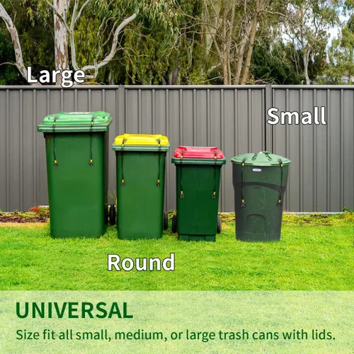 Vista 6 de Cerradura de tapa de bote de basura, cerraduras para botes de basura para animales, bloqueo de tapa universal de metal para latas de basura al aire