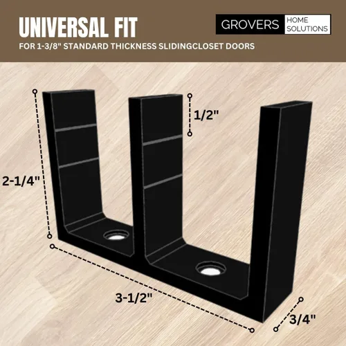 Vista 4 de Soporte de guía de piso para puerta de armario deslizante de altura ajustable universal - Negro - Grovers Home Solutions