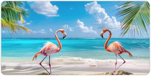 Vista 8 de Large Mouse Pad Beach Flamingos Palm Trees Rubber Base Keyboard Long Gaming Mouse pad Desk Mat Waterproof Non-Slip Protector Laptop Pads for Work