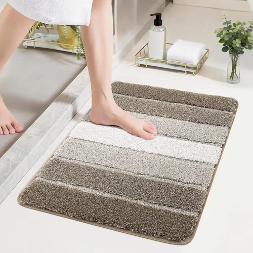 Vista 18 de COSY HOMEER Alfombras de baño de 24 x 17 pulgadas, ultra suaves y absorbentes, con respaldo de TPR antideslizante, lavable a máquina, alfombra Beige