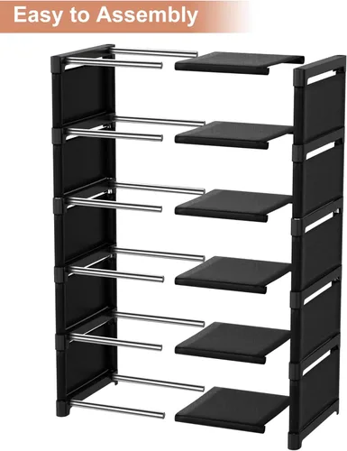 Vista 8 de Zapatero estrecho de 6 niveles, organizador vertical de zapatos de espacio pequeño, estante compacto de 9.84 pulgadas para armario y entrada