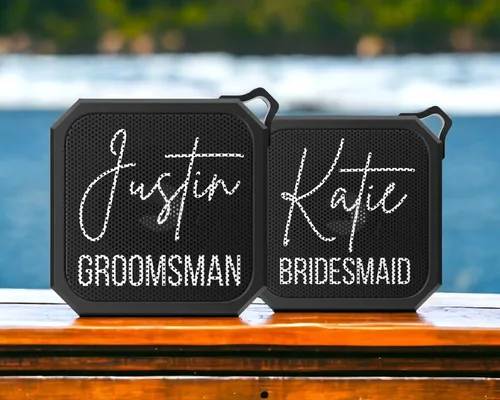 Vista 2 de Altavoces Bluetooth personalizados con foto, imagen, texto, logotipo, altavoz impermeable personalizado, regalo técnico personalizado para hombres