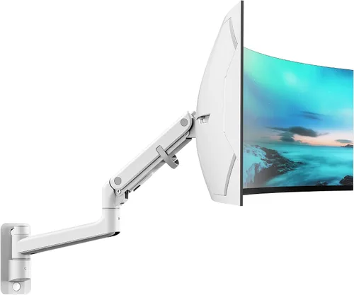 Vista 11 de monTEK Soporte de pared para monitor para pantallas ultraanchas de 17-57" hasta 59.4 libras, brazo de monitor individual de resorte de gas
