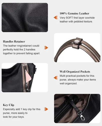 Vista 7 de Over Earth Bolsos de cuero genuino para mujer, bolso de hombro Hobo para mujer