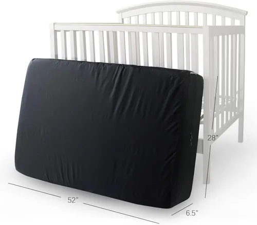 Vista 2 de Bolsa de colchón para cuna para mudanza y almacenamiento impermeable con doble cremallera, color negro Protector de colchón lavable y lavable
