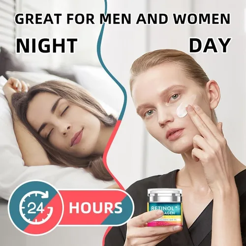 Vista 6 de Crema de retinol para cara con ácido hialurónico, hidratante antienvejecimiento de día y noche para mujeres y hombres, crema de colágeno