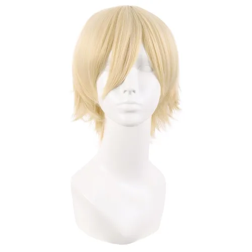 Vista 22 de MapofBeauty 12 pulgadas/30 cm Hombres corto recto Cosplay traje peluca, negro
