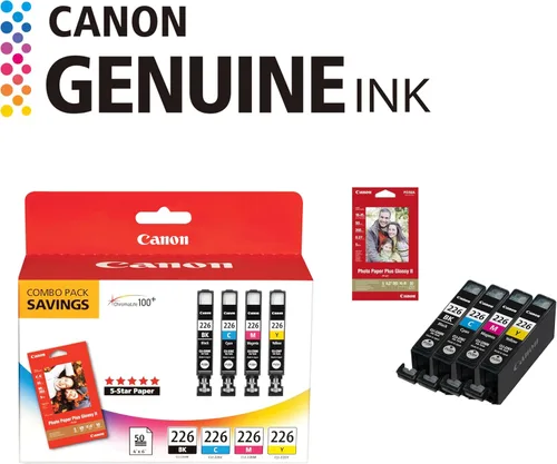 Vista 2 de Canon CLI-226 Paquete de color genuino con 50 hojas de papel fotográfico, compatible con iP4820, MG5220, MG5120, MG6120, MG8120, MX882, iX6520