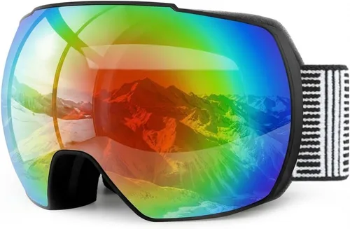 Vista 12 de OULAIQI Gafas de esquí de nieve, protección OTG UV400, anti niebla, esquí, patinaje, snowboard, gafas de snowboard para hombres, mujeres y jóvenes