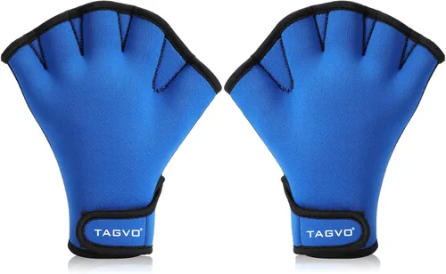 Vista 10 de TAGVO Guantes acuáticos para ayudar a la resistencia de la parte superior, guantes de natación con dedos palmeados y buena costura, sin